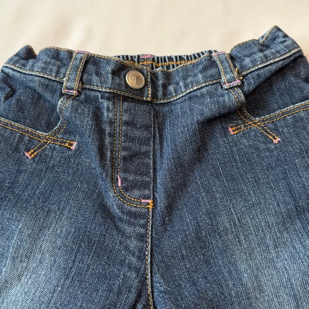 Gymboree Blue Jeans with Floral Embroidery